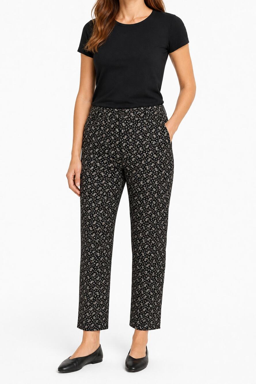 Lands' End Starfish Straight Leg Paisley Pants Women's Size Medium 10/12 Preppy